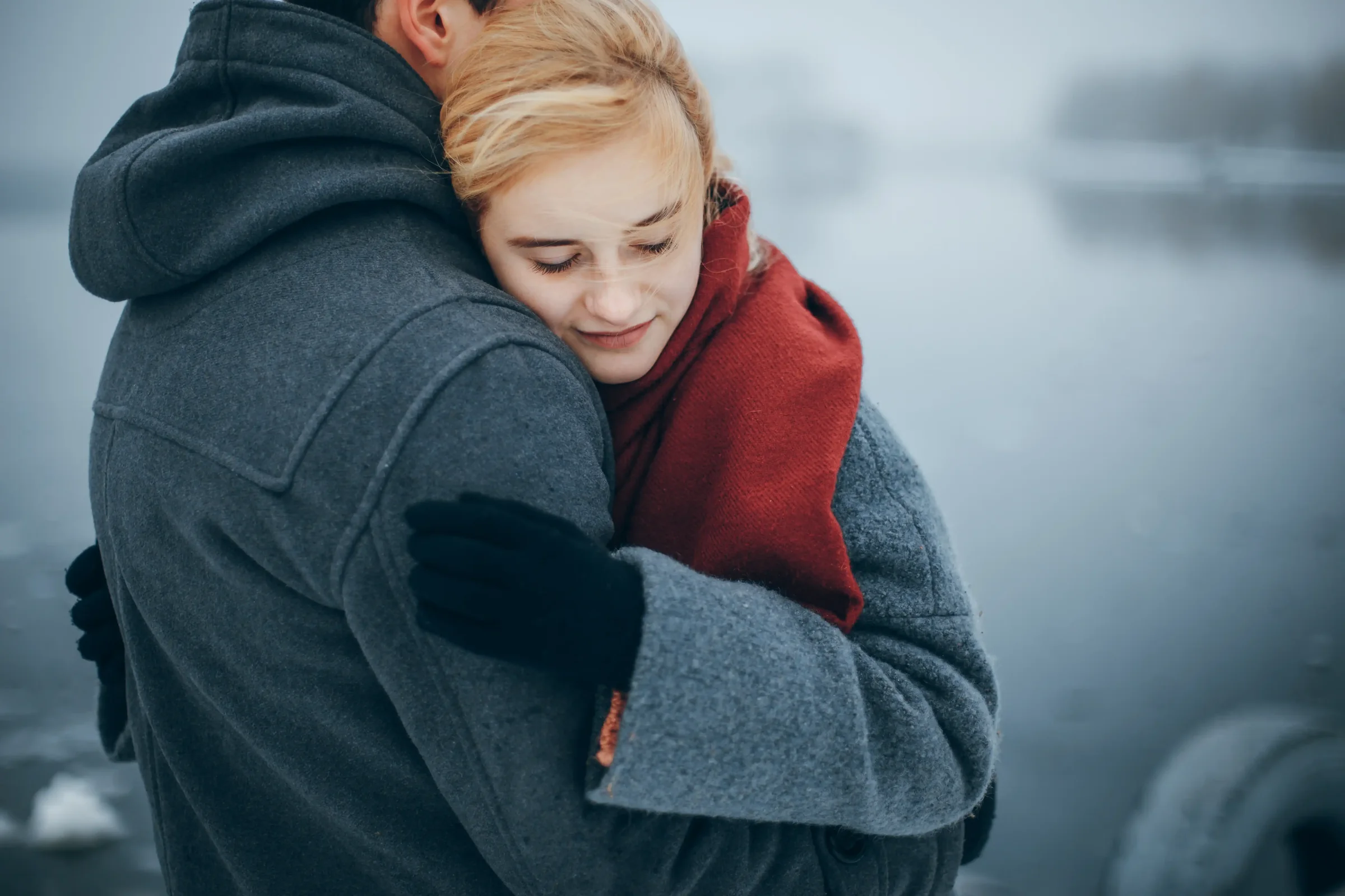 A warm supportive embrace expressing trust and connection